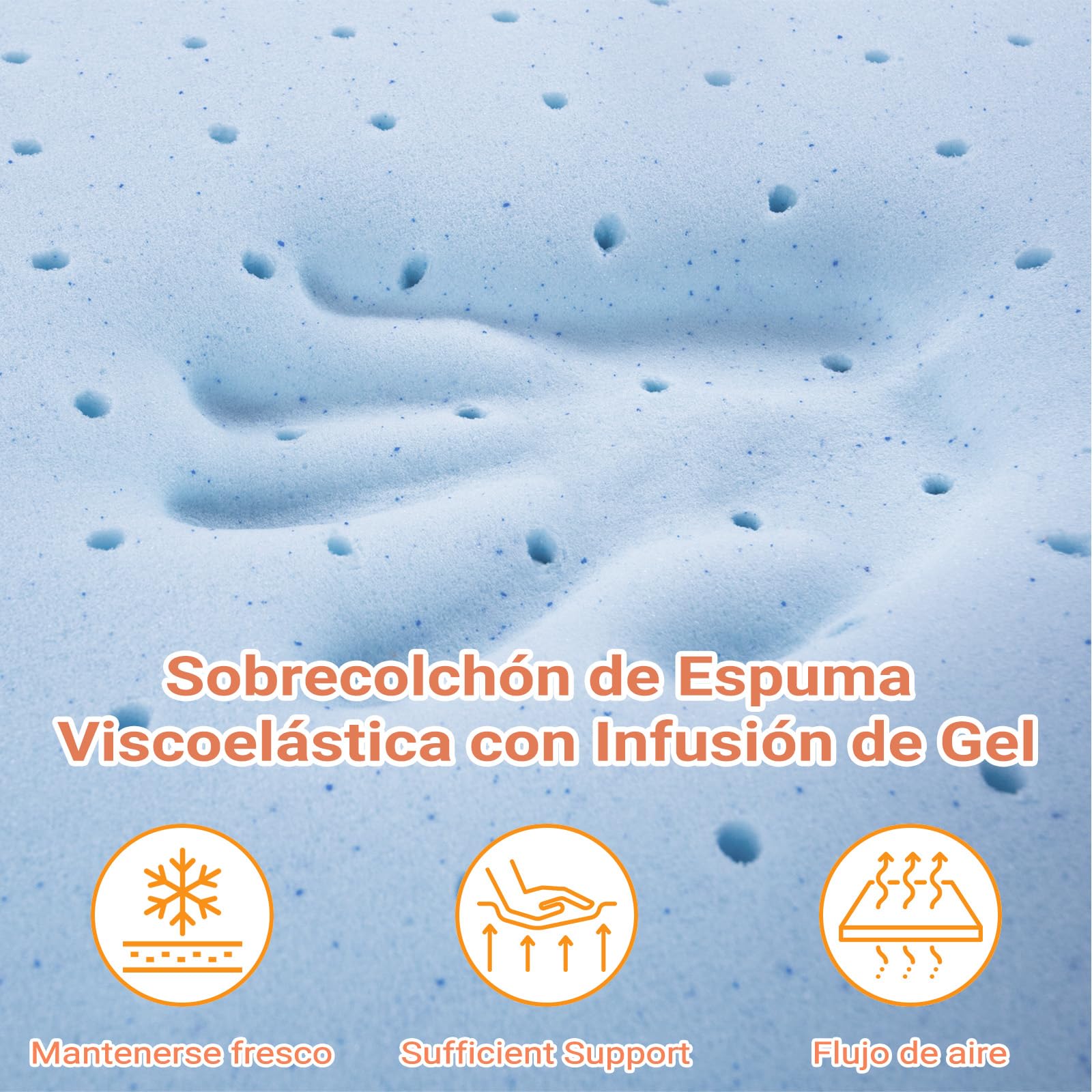 Maxzzz Topper Viscoelastico 135x190x7.5cm Alivia Tensiones Musculares con partícula de Gel, Topper Sobrecolchon Lavable, Topper para Colchón Transpirable,Transpirable y Soporte y Firmeza Media