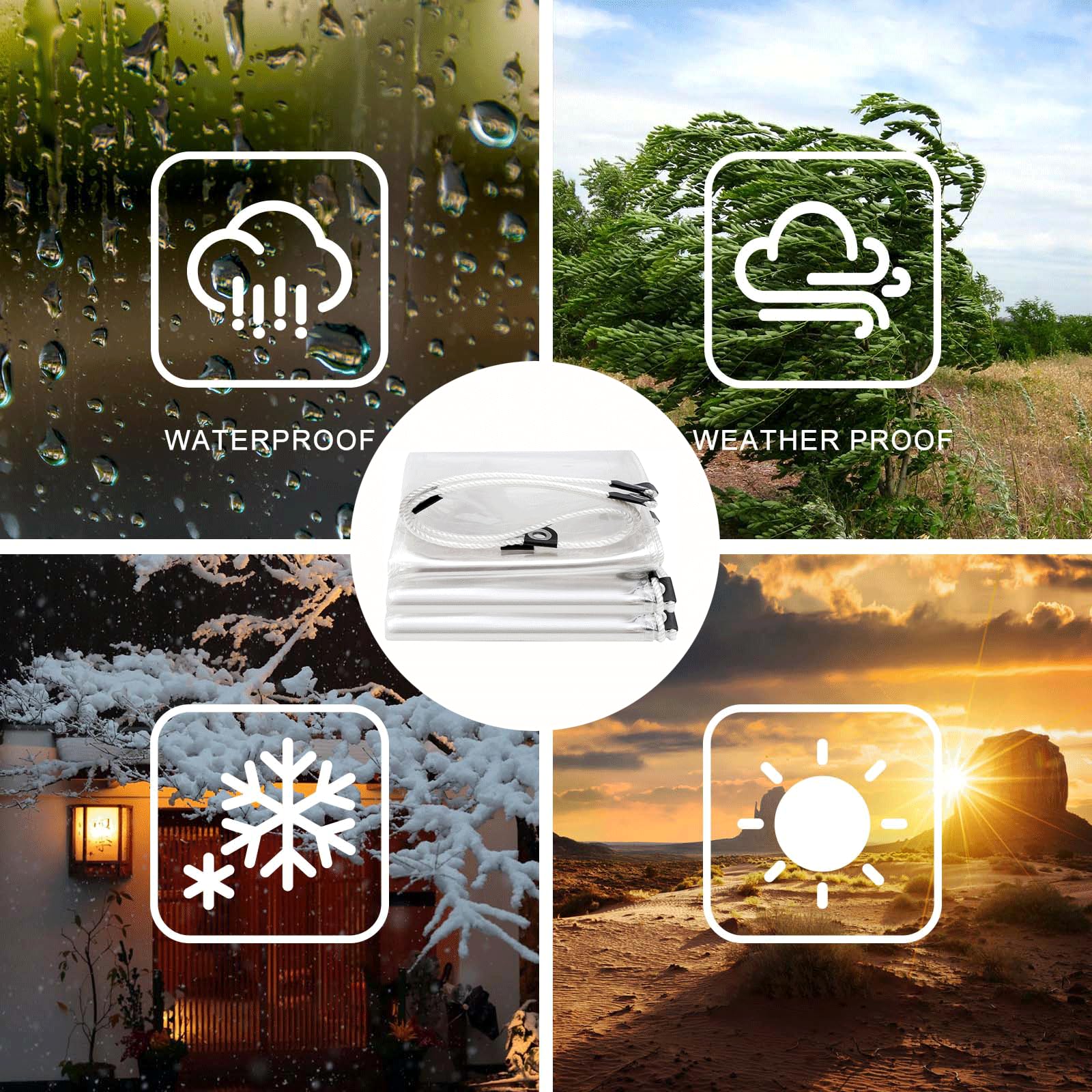 Heavy Du C - Lona impermeable de PVC de 420 g/m² con ojales – 3 x 8 m, cubierta transparente Pera para camping al aire libre y uso en el jardín