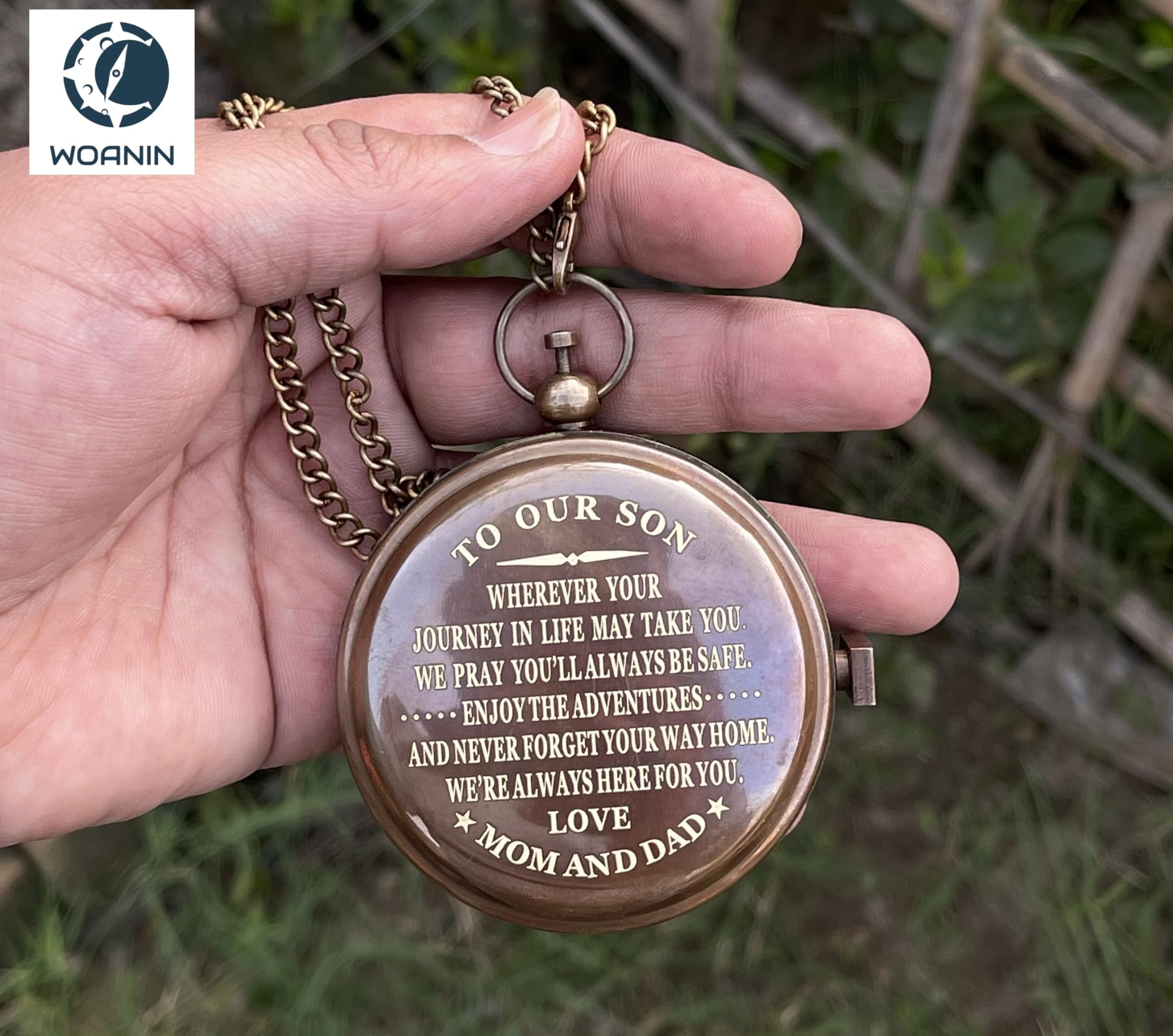 Medieval Replicas Bussola personalizzata, regalo per marito, figlio, per il mio uomo, per il mio fidanzato, papà, fidanzato, per bussola personalizzata (Nostro figlio-mamma e papà)