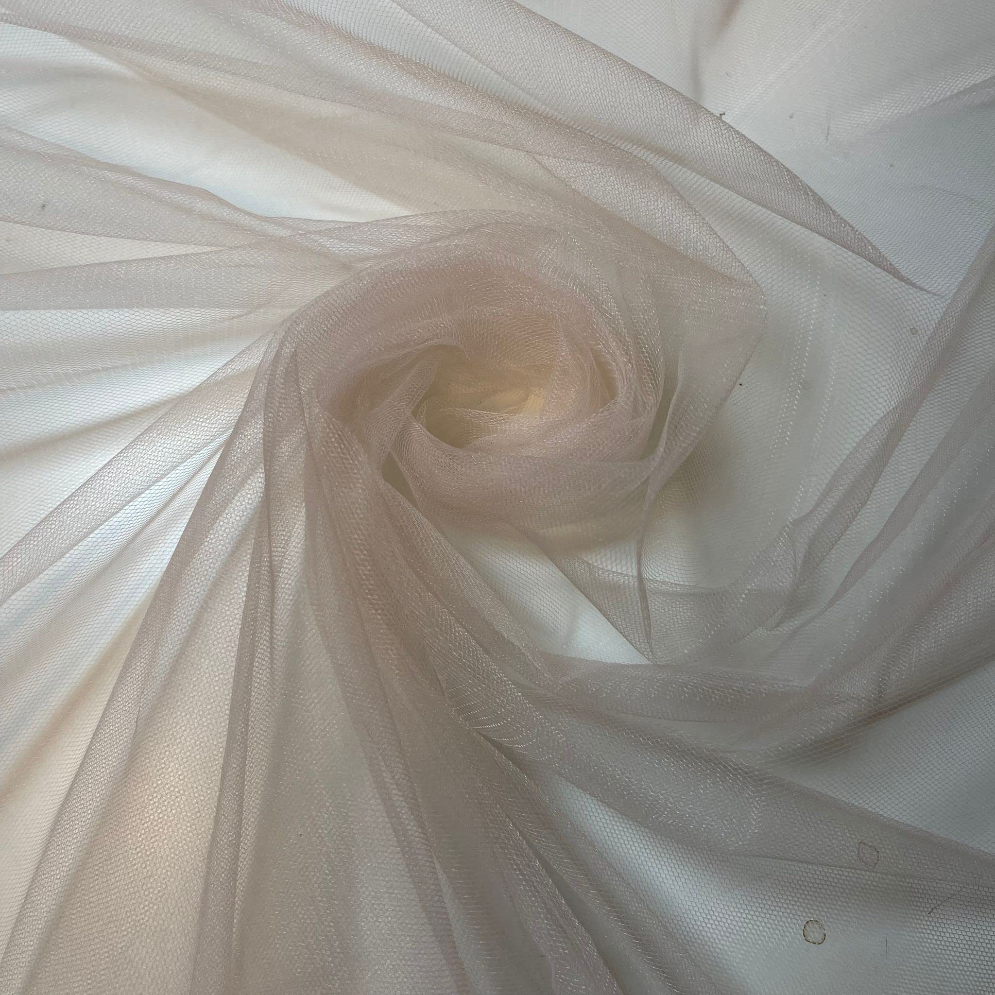 Premium Quality Power Net Mesh Sheer Fabric for Decorations, Dresses, and Crafts – 44" (112cm) & 58" (150cm) Wide, Sold in 1 Meter Pre-Cut Lengths (Nude)