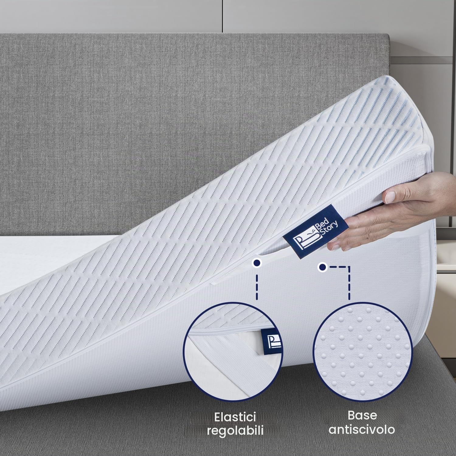 BedStory Topper in gel 140 x 200 cm, altezza 10 cm, in gel Memory Foam, H3 & H4, in schiuma di bambù, con rivestimento traspirante per roulotte, divano letto, letto a molle