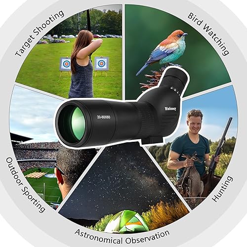 Vista 7 de HUICOCY Visores de observación, 128.0-62.3 ft/3,280.8 ft mira con trípode, lente FMC, ocular en ángulo BAK4 de 45 grados, alcance a prueba de niebla