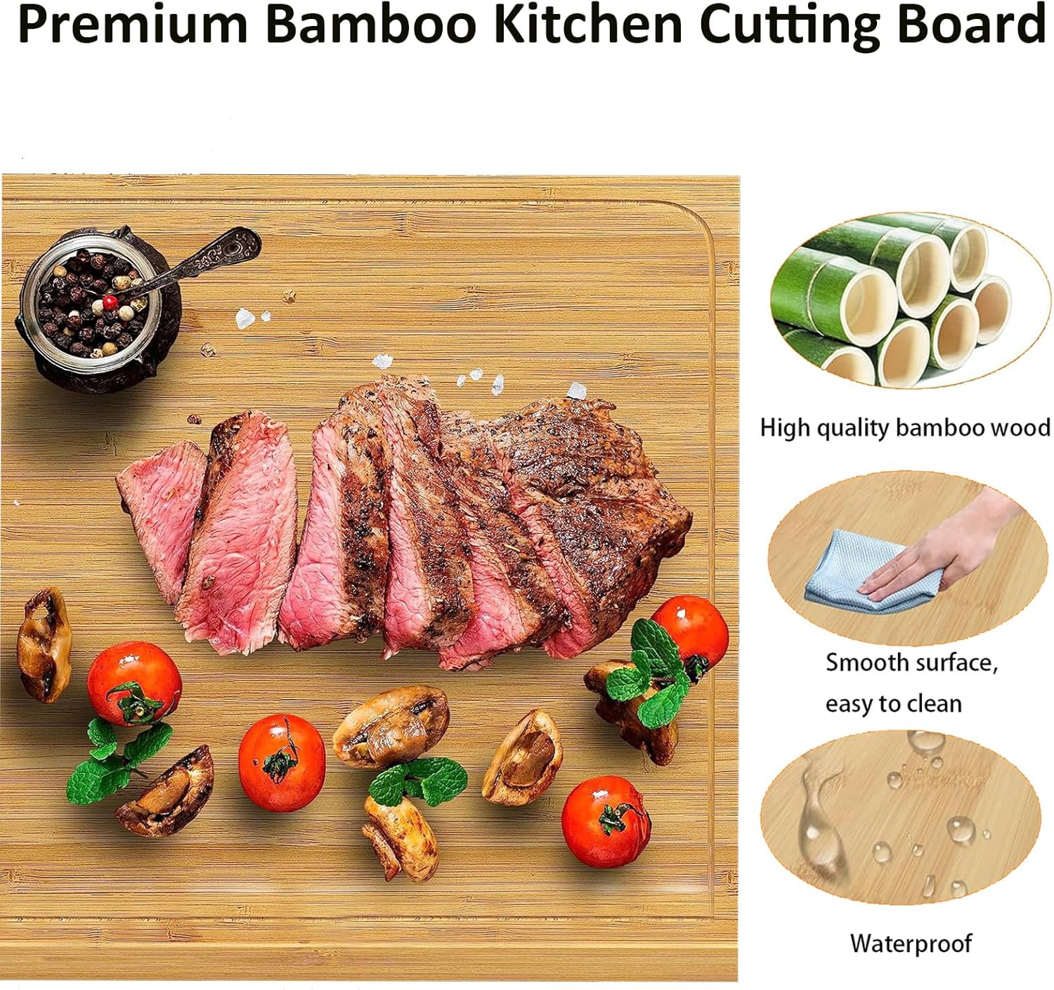 YYRZZ Bamboo Cutting Board with Lip, 17.3"x13.4" Bamboo Wood Over the Counter Sink Cutting Board Kitchen Serving Board with Counter Edge,Perfect for Vegetables, Fruits, Meats, Cheeses