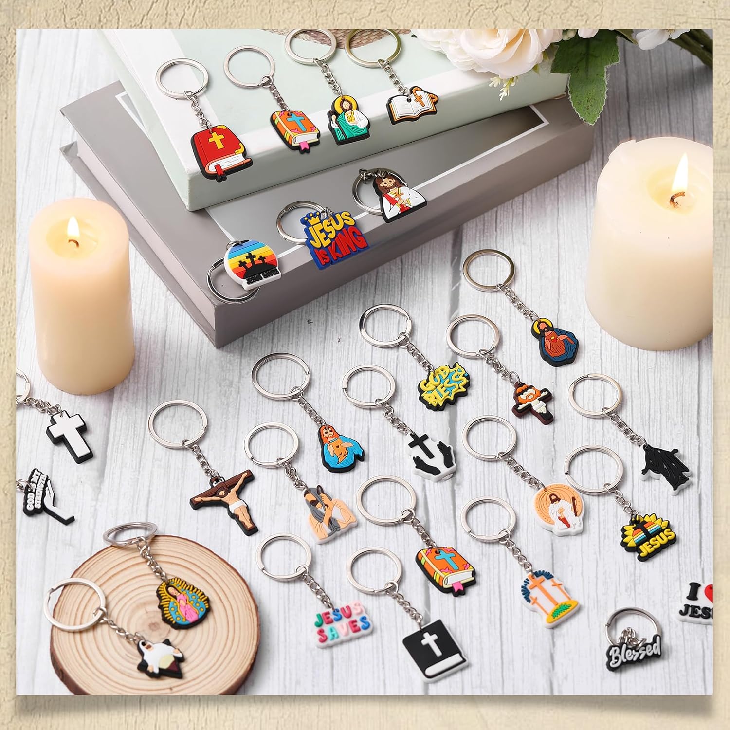 40 Pcs Christian Keychains Jesus Bible Verse Key Chains Bulk Christian Gift Party Favors for Women Men Religious Cross Scripture Charms Christmas Church Gift Prizes Supplies - Image 2