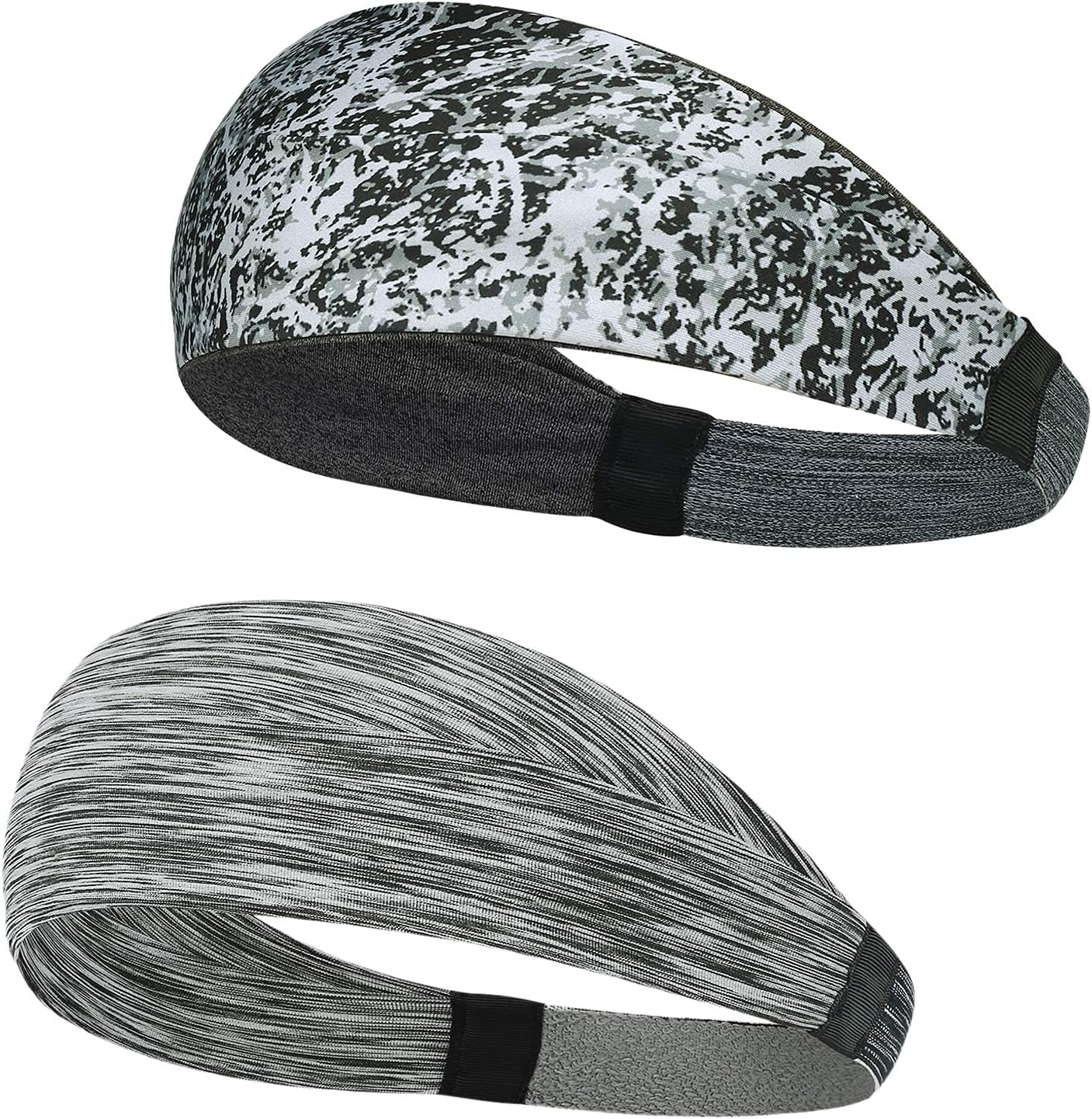 YOSUNPINGSports Headbands for Men & Women Non Slip Cooling Workout Hairband Sweat Bands for Yoga Running Basketball Gary1+Gary2