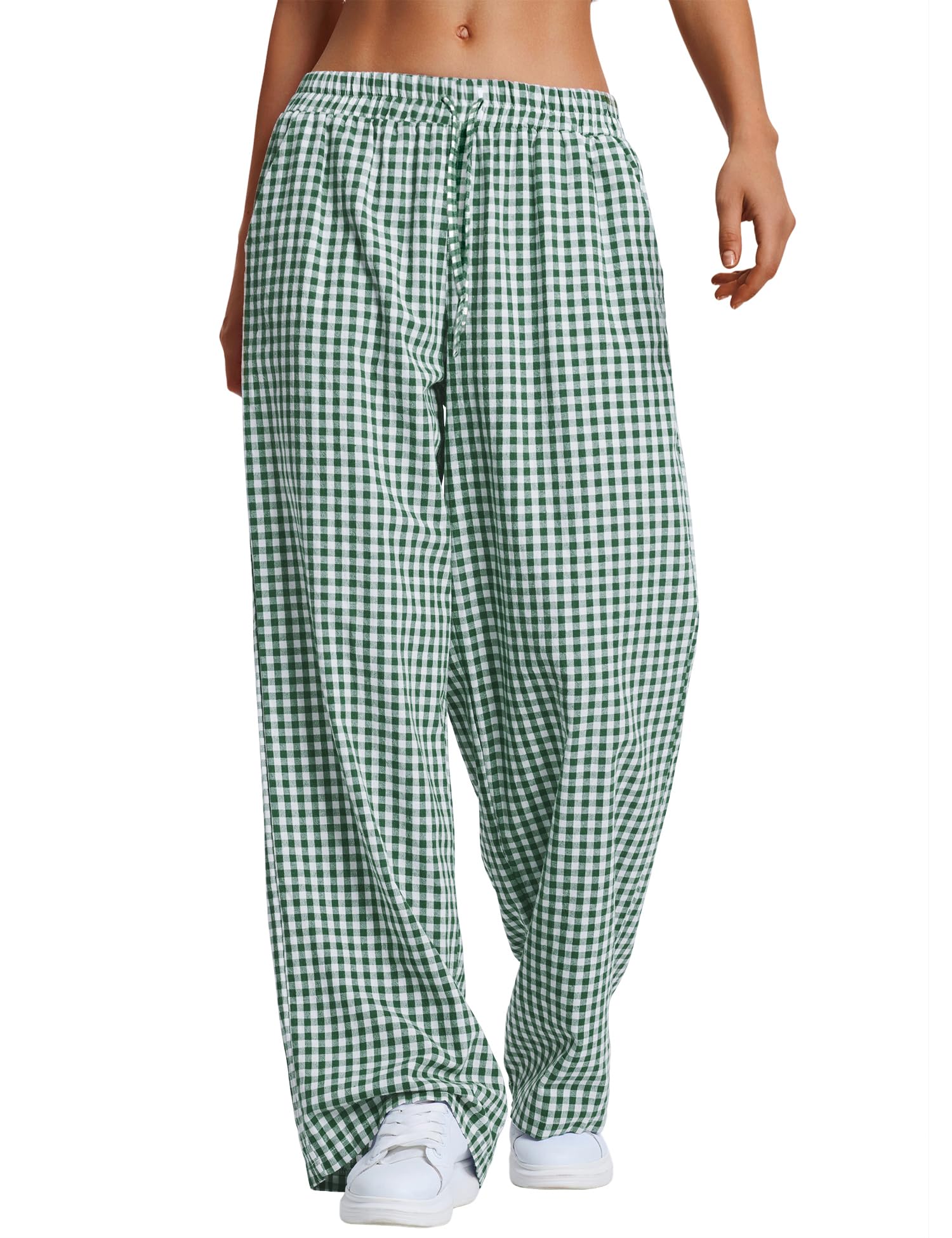 Rapbin Pantaloni pigiama da donna a righe a quadretti casual loungewear estate 2026 gamba larga pantaloni Y2k con tasca