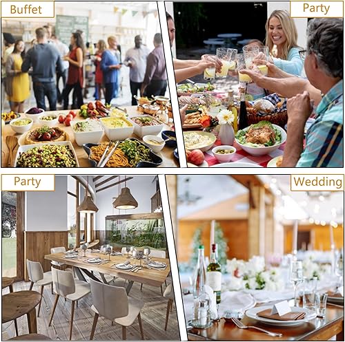 Miniatura 8 de JSTUOKE Juego de 8 platos de bufé de roce de acero inoxidable de 8 cuartos de galón rectangulares y calentadores de buffet para catering, con