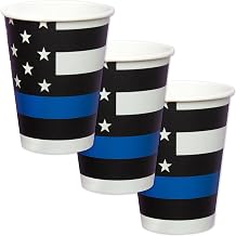 Havercamp Police Thin Blue Line Party Cups 32 cups! 12oz. Heavyweight Paper Cups! Authentic American Police Design. For Neighborhood Block Parties, Retirement, Commissioning & Birthdays