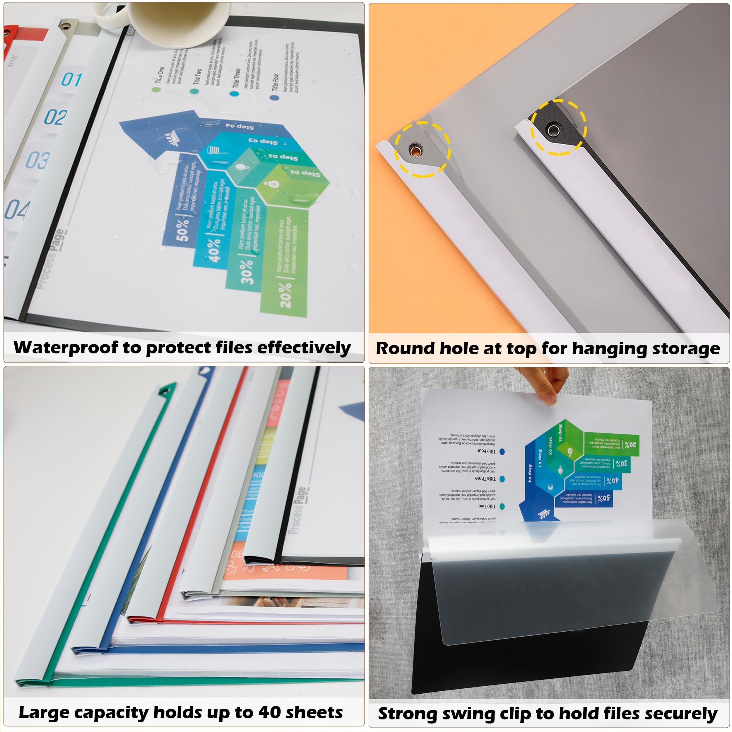 LOT DE 12 CHEMISES DE PRÉSENTATION À LAMELLES EN POLYPRO ATLAS FORMAT A4 Coloris Au Choix