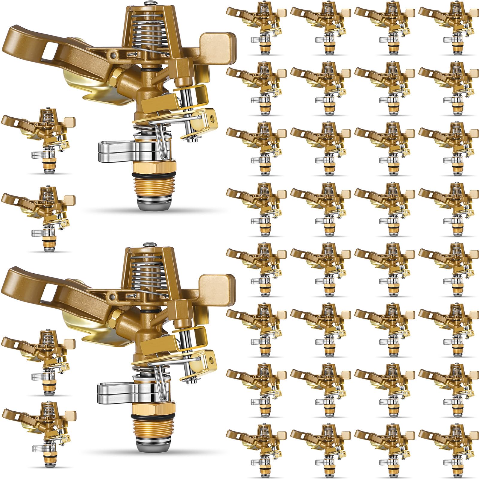 Photo 1 of Ferraycle 40 Pieces 1/2 Inch Brass Impact Sprinkler Head with Nozzles Heavy Duty Adjustable 0-360 Degrees Impulse Sprinkler Head Lawn Watering for Yard Irrigation