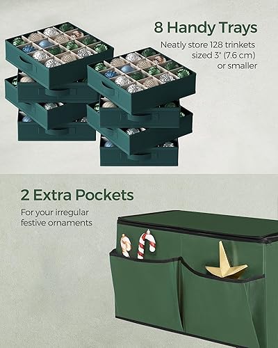 Miniatura 4 de SONGMICS Caja de almacenamiento grande para adornos de Navidad, con lateral abierto, contenedor de almacenamiento de Navidad apilable con tapa,