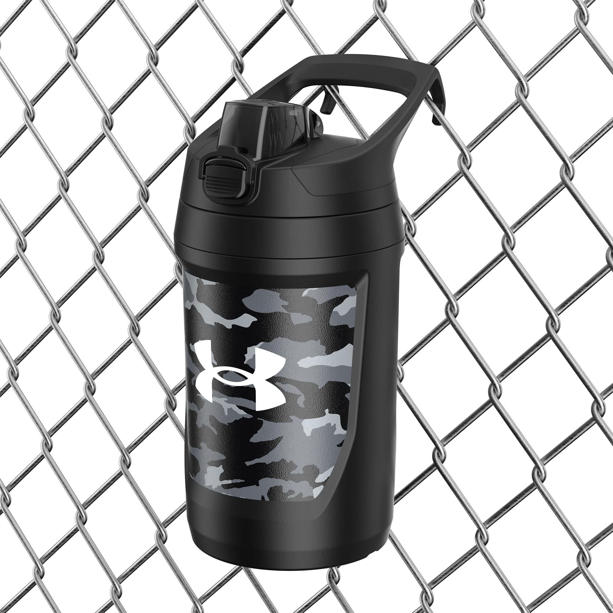 Under Armour Isolierte Wasserflaschen, Sport-Wasserkrug mit Zaunhaken, auslaufsicher, für Baseball, Fußball und mehr, 907 ml, isoliert, Black Woodland