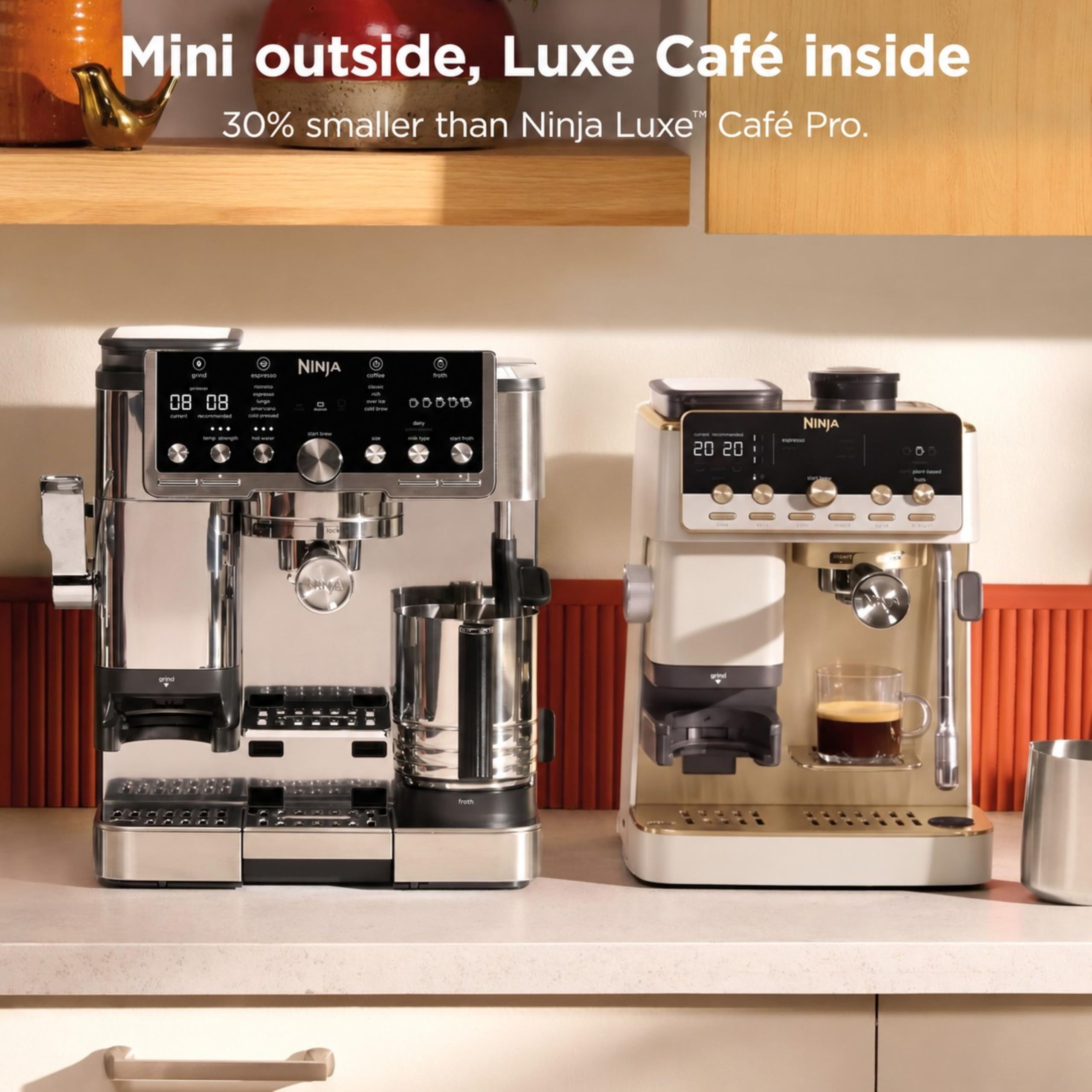 Ninja Luxe Café Mini Plus con AutoFroth, Amazon Exclusive Bone & Champagne