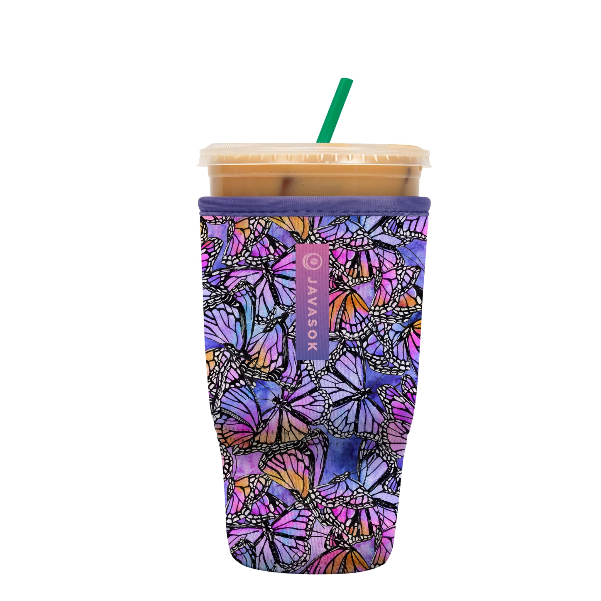 Sok It JavaSok Iced Coffee &amp; Cold Soda Insulated Neoprene Cup Sleeve (Butterfly Galaxy, Large: 30-32oz)