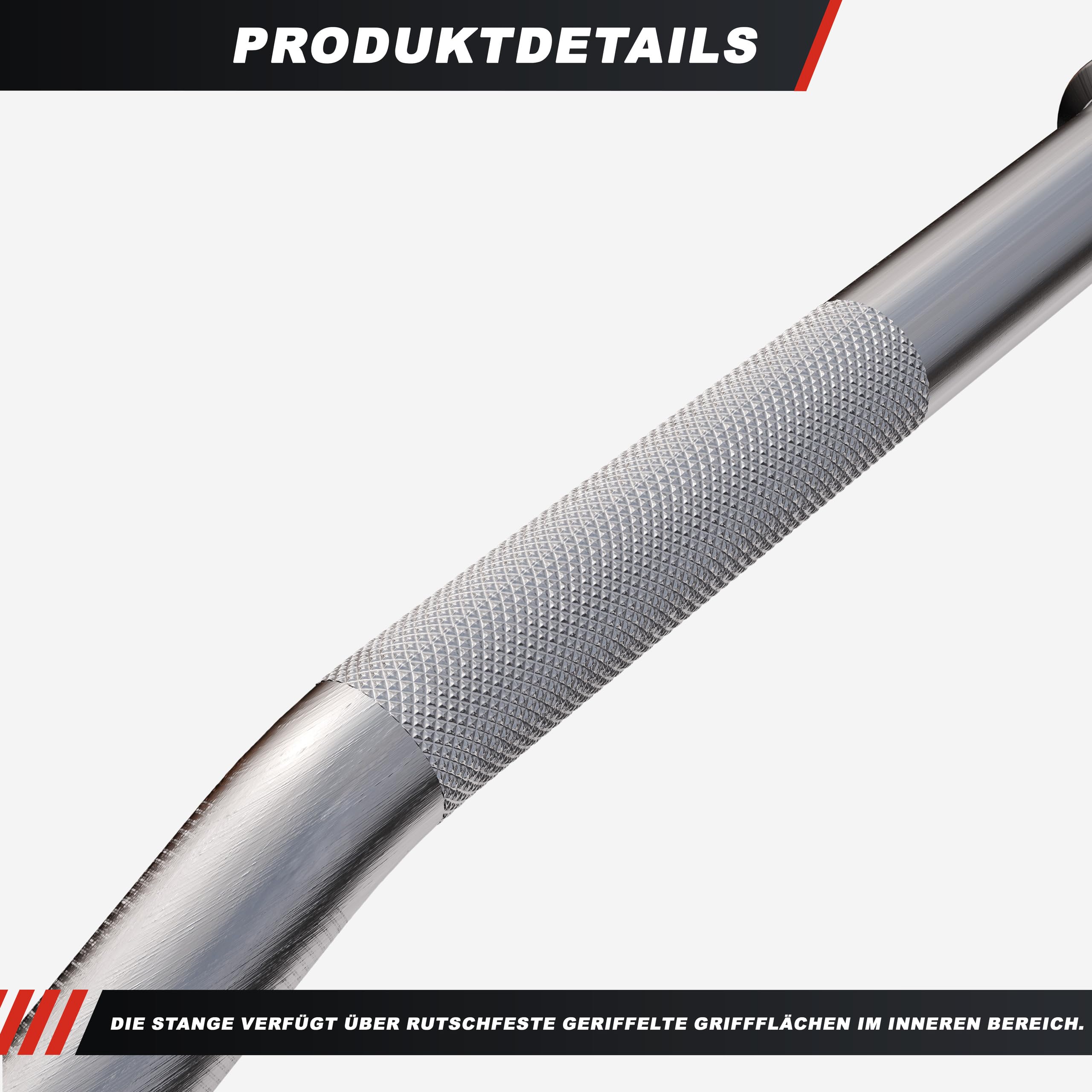 Gorilla Sports® Barre De Tirage - Antidérapante, Rotative, Droite, Longueur 93 cm, Max. 200 kg, Chromée - Barre à Dorsaux, pour Poulie, Dorsale, pour Biceps, Triceps, Fitness, Gym