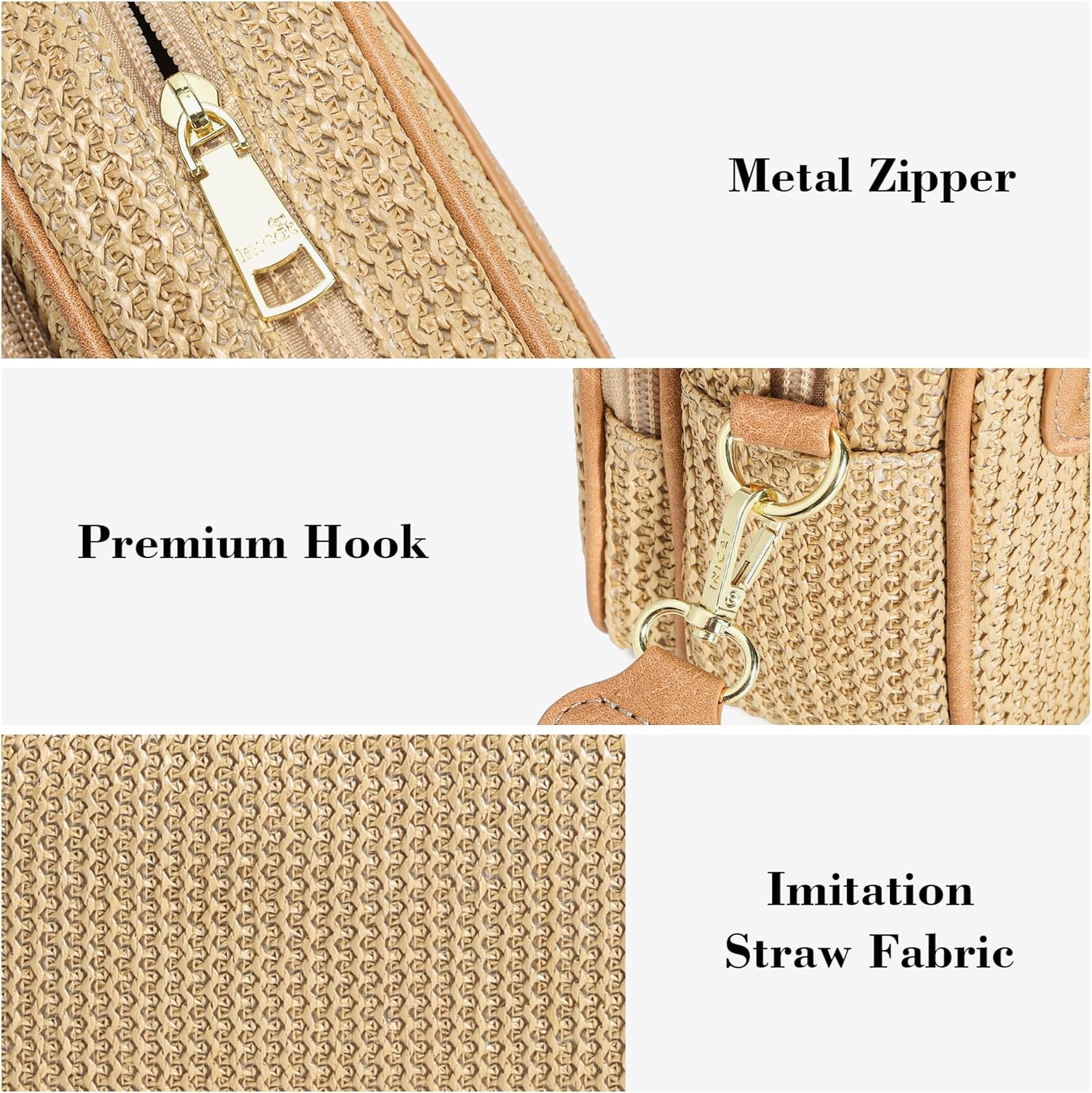 Faux Straw Crossbody Bags for Women Small Summer Purse RFID Woven Raffia Bag Travel Hawaiian Beach Cruise Essentials - Image 6