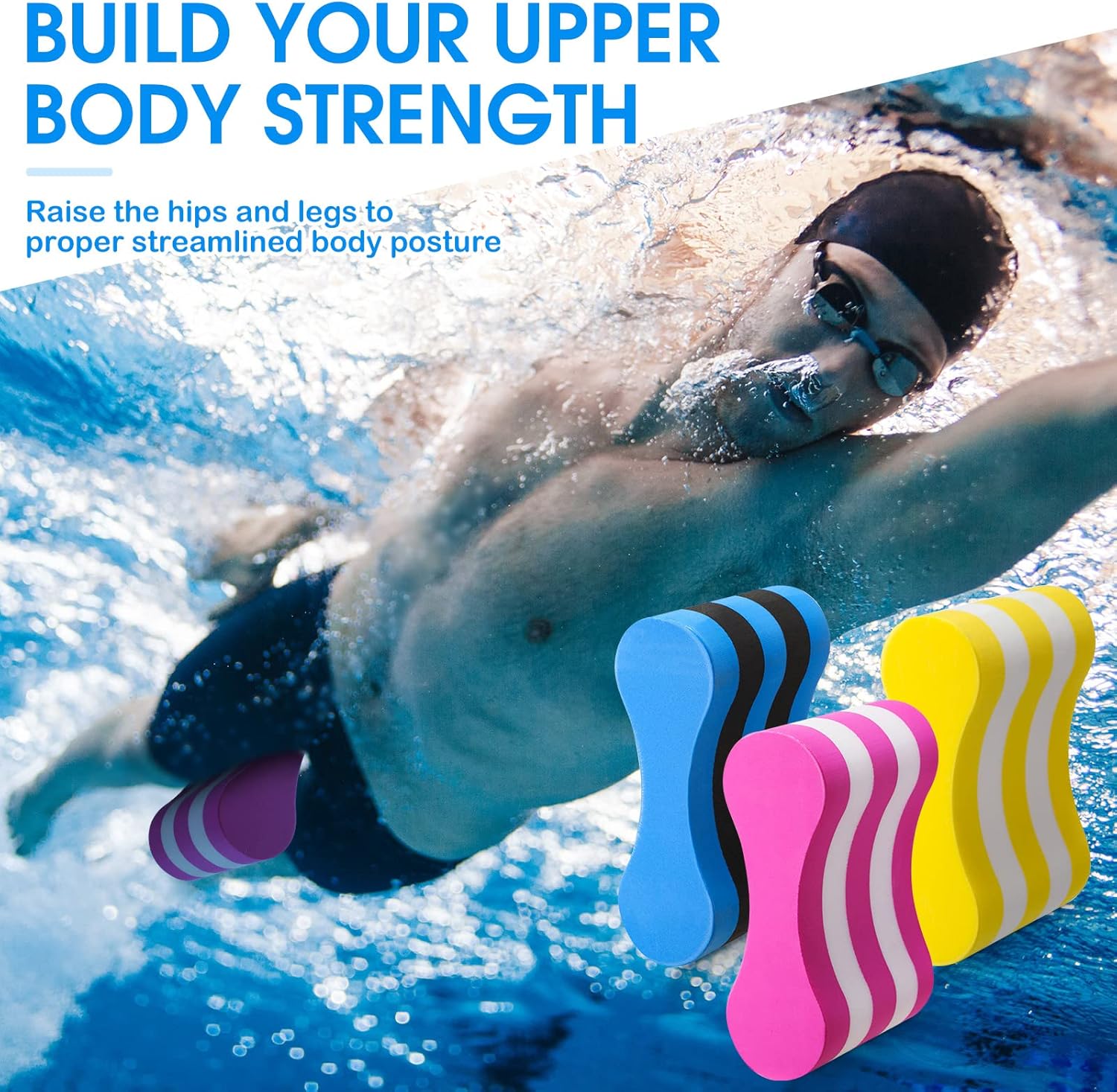 Outus 3 Pieces Swim Pull Buoy 5-Layer Leg Float Eva Pool Buoy Legs Hips Support Swim Gear Soft Swimming Pull Float Pool Training Aid for Kids Adults Beginners
