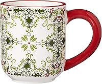 Vista 5 de American Atelier Juego de vajilla de gres con temática navideña de 16 piezas - Verde