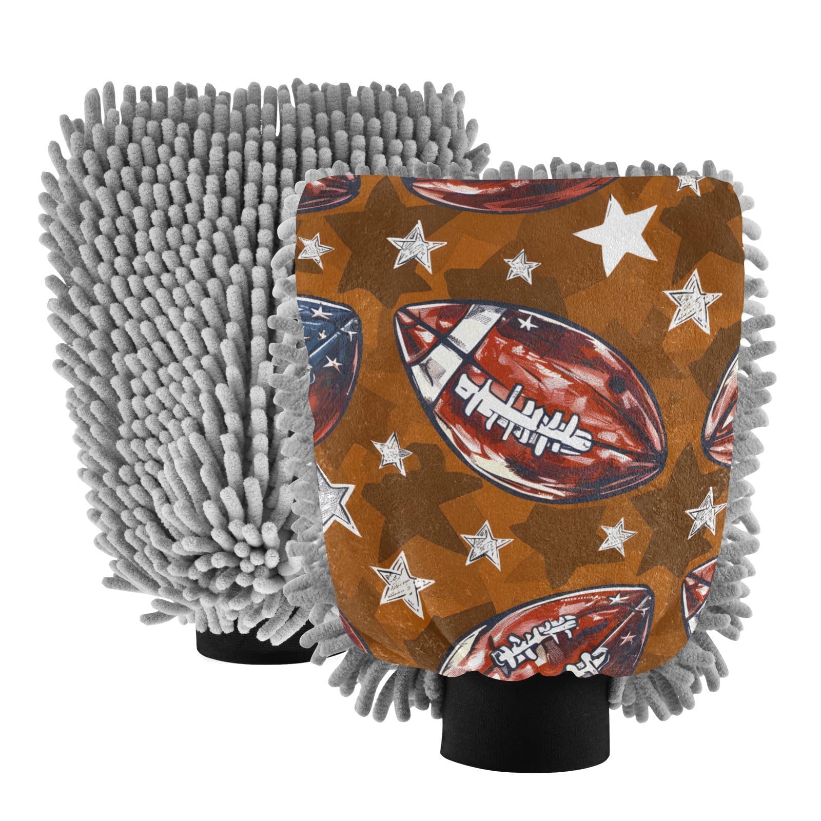 IOACIY Absorbent Microfiber Car Wash Drying Mitts, 2 Pack, Scratch-Free & Lint-Free, Rich Foam, Highly Absorbent, Double Sided, Wash Mitt Perfect for Car Washing, L, Football (11)