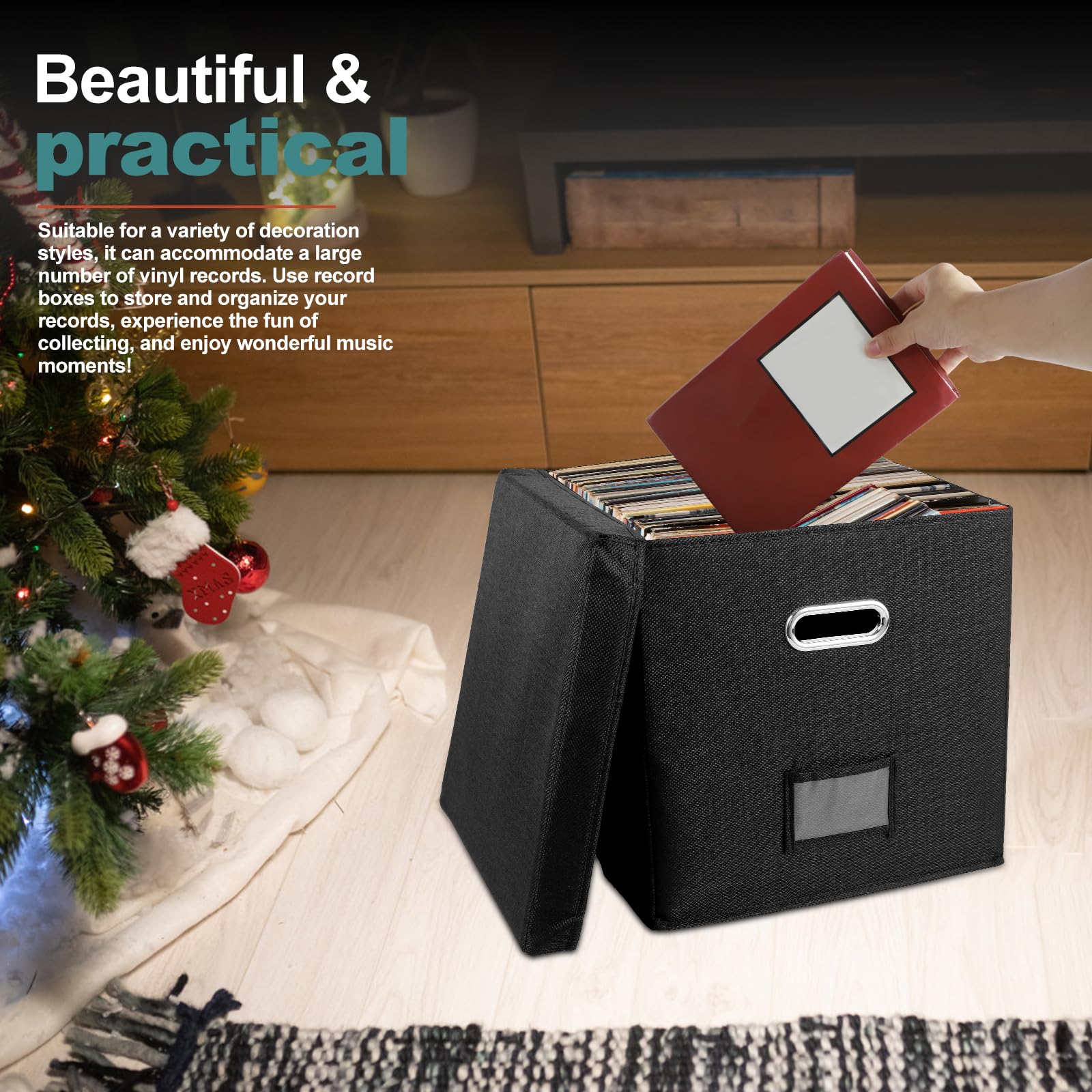 Caja de almacenamiento para discos de vinilo 33 x 33 x 33 cm organizador para álbumes LP