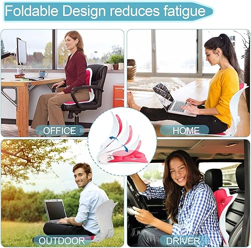 Miniatura 6 de FOWSRHRG Silla de oficina ergonómica plegable, cojines de asiento de espuma viscoelástica para ciática, cadera y coxis, alivio del dolor de espalda