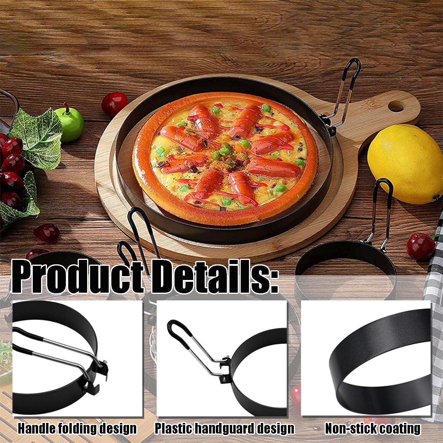 8-Inch Stainless Steel Omelette Ring for Griddle, 2 Count | Non-Stick Pancake Mold, Silicone Handle, Egg Separator, Perfect for Fluffy Omelettes & Pancakes