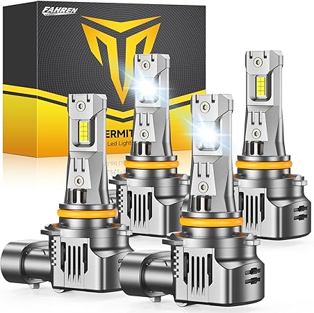FAHREN 9005 9006 Bulbs Combo, 120,000LM 10X Ultra-Bright HB3 HB4 Led Bulbs,6500K Cool-White, 99% CANBUS Compatibility, Plug and Play, IP68 Waterproof HID fog bulbs, Pack of 4