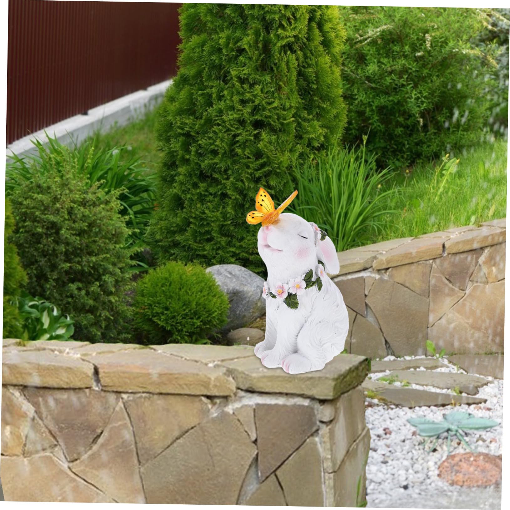 YARNOW Statue De Jardin en Résine Décoration Moderne en Forme De Lapin pour La Maison Et Lextérieur