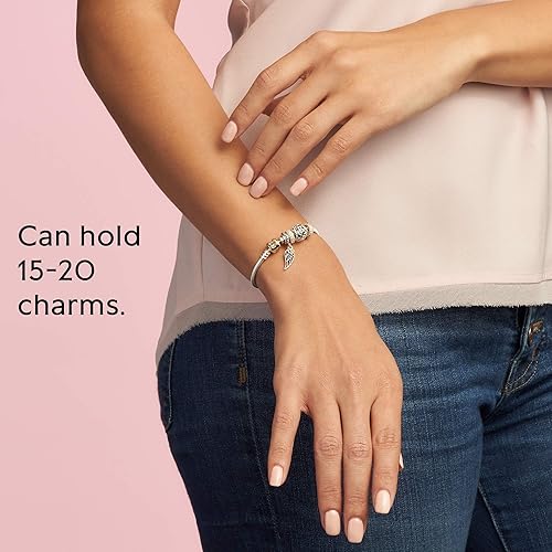 Miniatura 7 de Pandora Pulsera de cadena de serpiente con cierre de barril y logotipo, pulsera de dos tonos para mujer, dijes compatibles con momentos, plata de