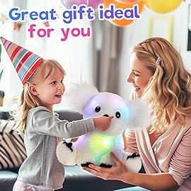 Glow Guards 10\'\' Light up White Koala Stuffed Animal LED Soft Plush Wildlife Toy with Rainbow Night Lights Ideal Birthday Children\'s Day for Toddler Kids