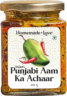 Authentic Punjabi Mango Pickle (250g)| Spicy & Tangy Aam Ka Achaar with Raw Mango, and spices mixed with mustard oil