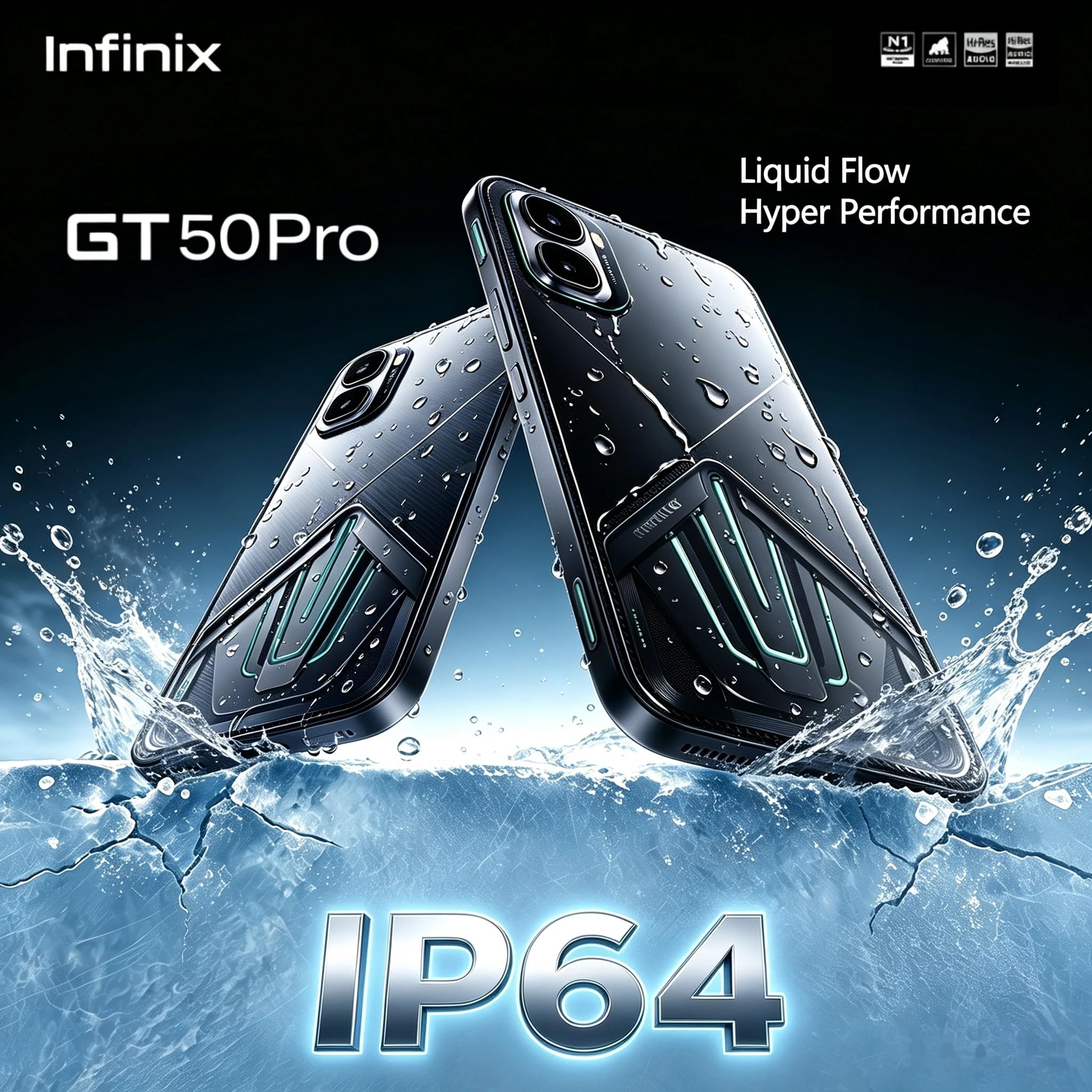 Infinix GT 50 Pro Telefono Gaming 5G - MediaTek Dimension 8400 144 FPS 12+512 GB Batteria 6150 mAh Raffreddamento HydroFlow GT Trigger Dolby Atmos Chip N1 - Smartphone Gamer ad alte prestazioni