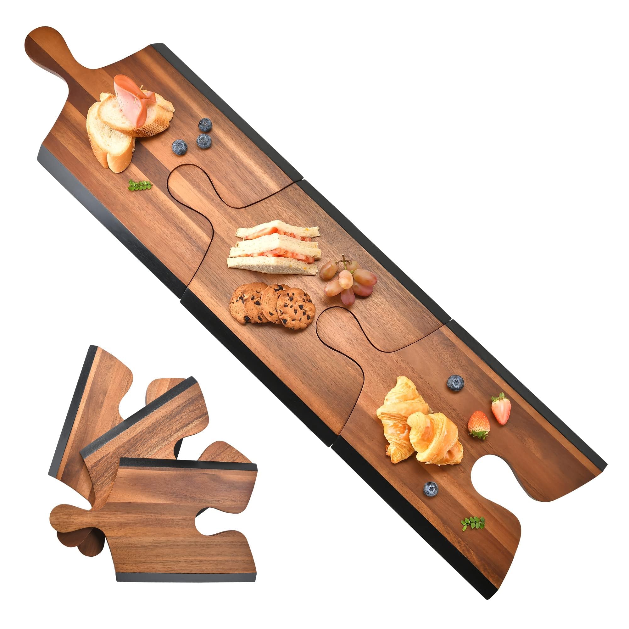 Acacia Wooden Puzzle Cutting Board, Chopping Board, Serving Board, Serving Platter, Charcutrie Board Connect and Extend Puzzle Boards by Mrs Meticulous