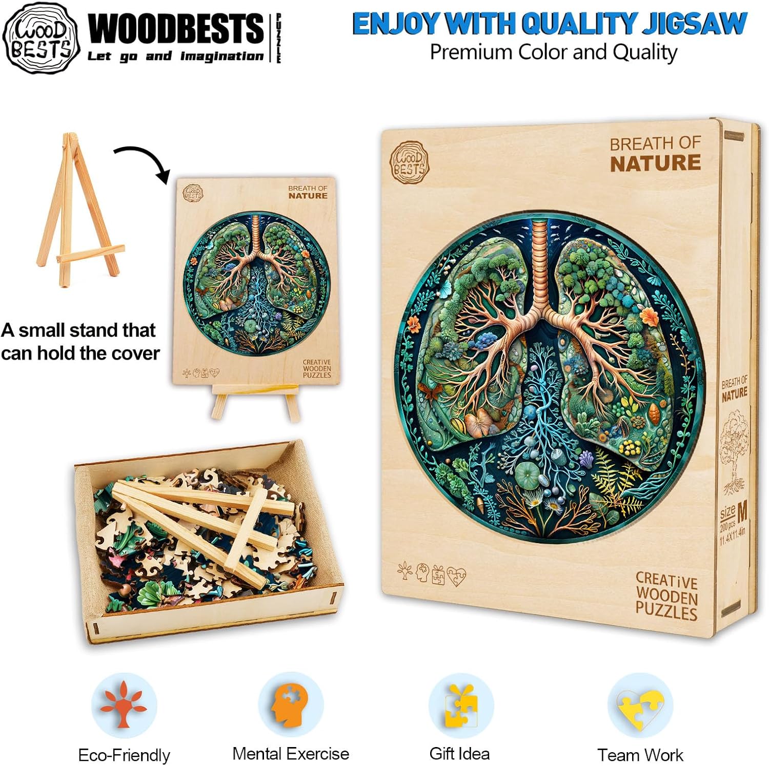 WOODBESTS Wooden Puzzles for Adults (280 Piece, L, 13.4 * 13.4in) Breath of Nature Wood Puzzle Adult, Unique Wooden Animal Jigsaw Puzzles, Family Game and Birthday Gifts for Friend
