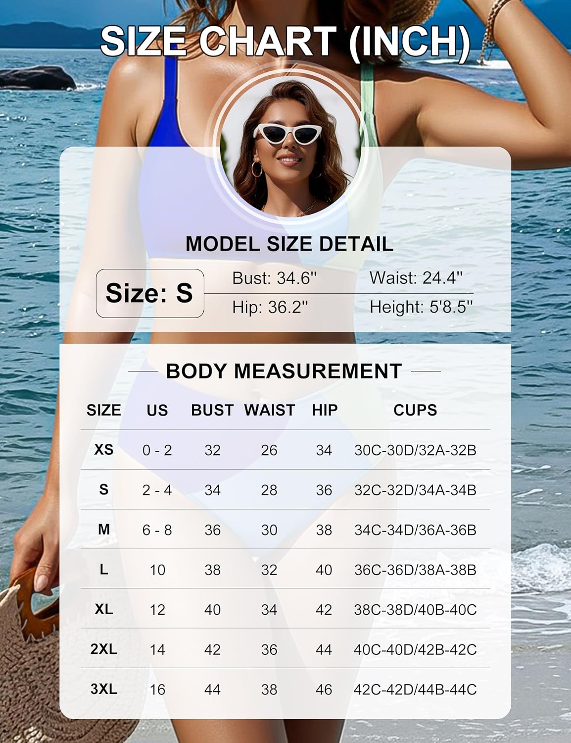 BMJL Womens High Waisted Bikini Sets Tummy Control Two Piece Sporty Swimsuits Modest Active Bathing Suits - Image 6