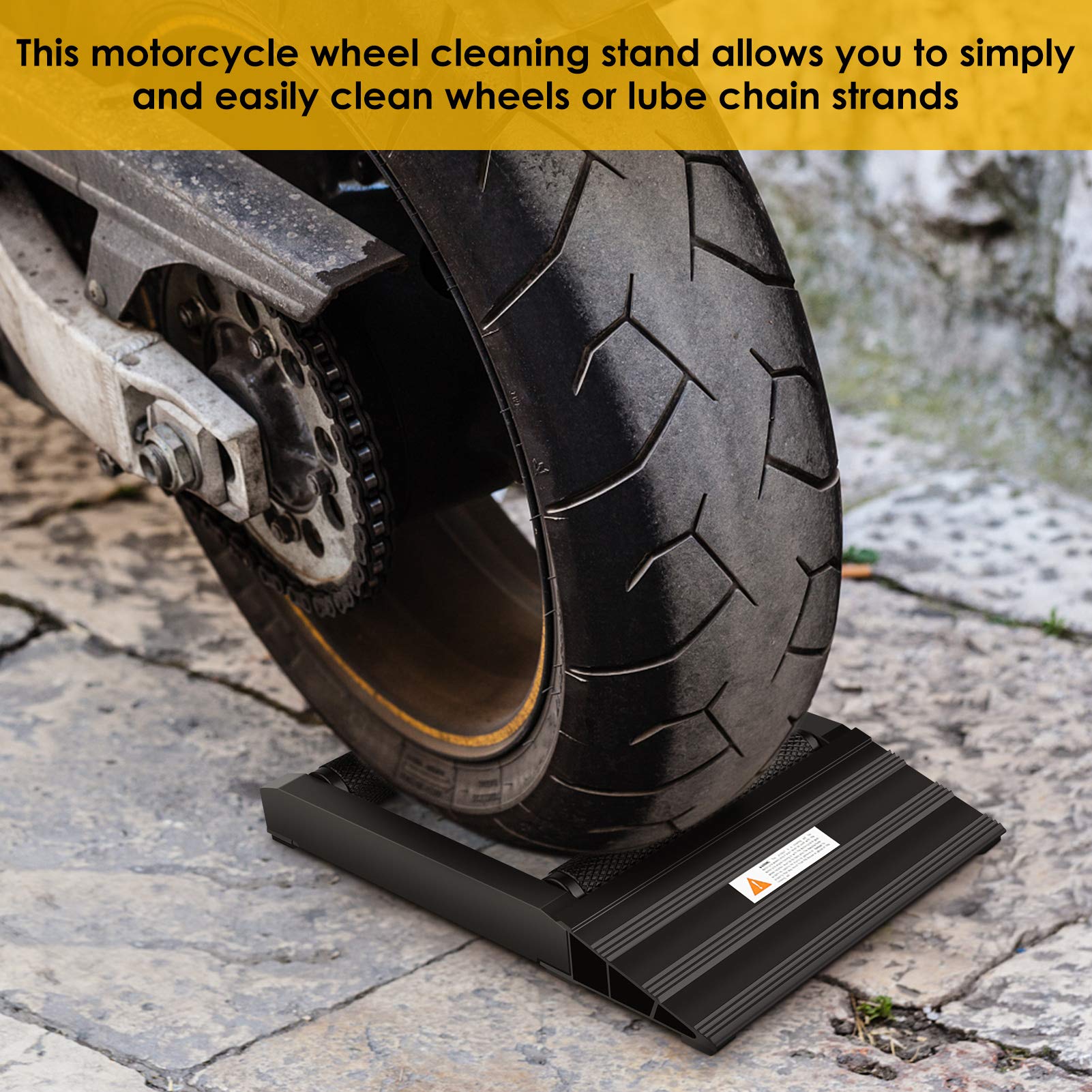 Stojak do Czyszczenia kół Motocykla Aluminiowy, Prosty Projekt Toczny, łatwy w Użyciu z wygodną rampą do Prowadzenia Koła na Rolkach