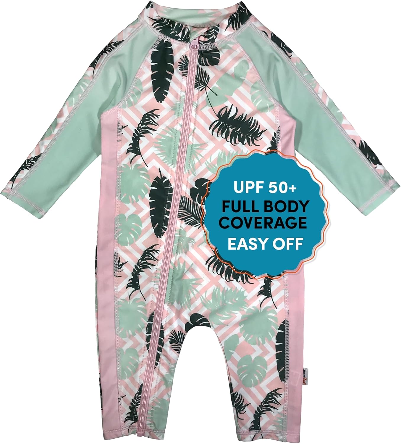 SwimZip Girls' Long-Sleeve UPF 50+ Swimsuit for Baby, Toddler, & Little Girls