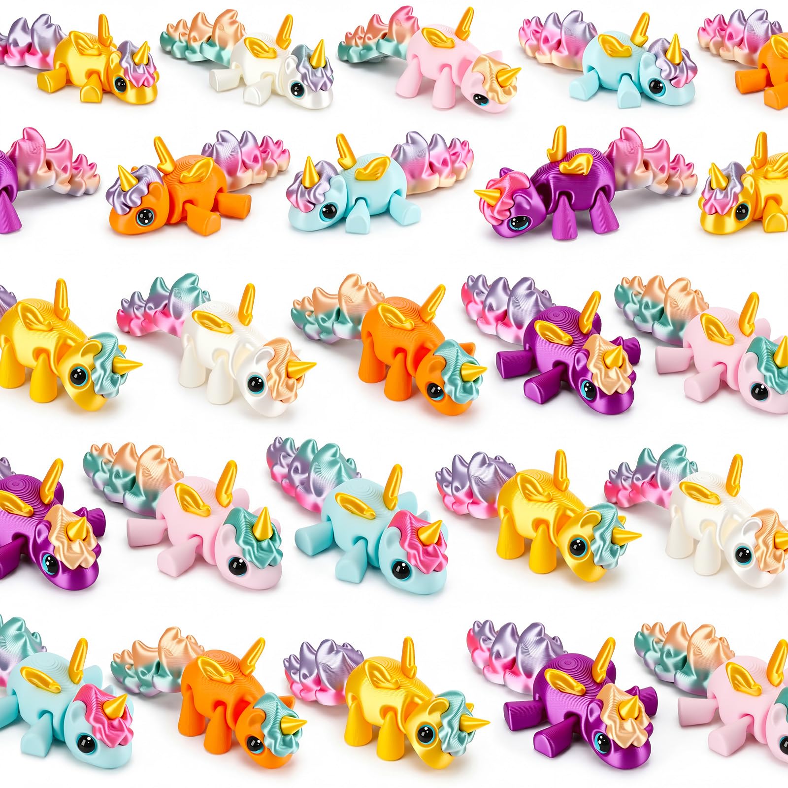 Soulchen 12 Pcs 3D Printed Unicorn Fidget Toy Gifts 3D Animal Mini Charms Figurine Flexible Cute Sensory Stress Relief Fidget Toy for Unicorn Birthday Party Gift Favors Decoration (Multicolor,Regular)