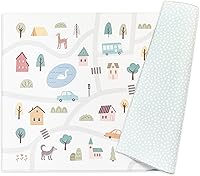 Vista 1 de Tapete de juego reversible de 82 x 55 pulgadas, para bebés, niños pequeños, impermeable, duradero, no tóxico, fácil de limpiar, tapete de espuma