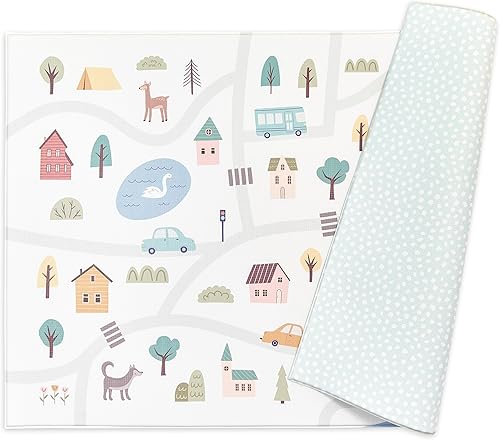Tapete de juego reversible de 82 x 55 pulgadas, para bebés, niños pequeños, impermeable, duradero, no tóxico, fácil de limpiar, tapete de espuma