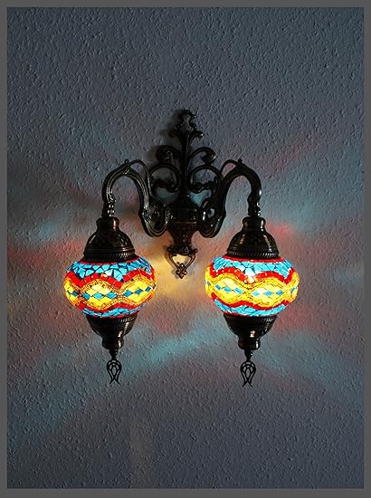 Samarkand - Lights Dubbel glas wandlamp mozaïek lamp mozaïek muur lamp oosterse lamp wandlamp M