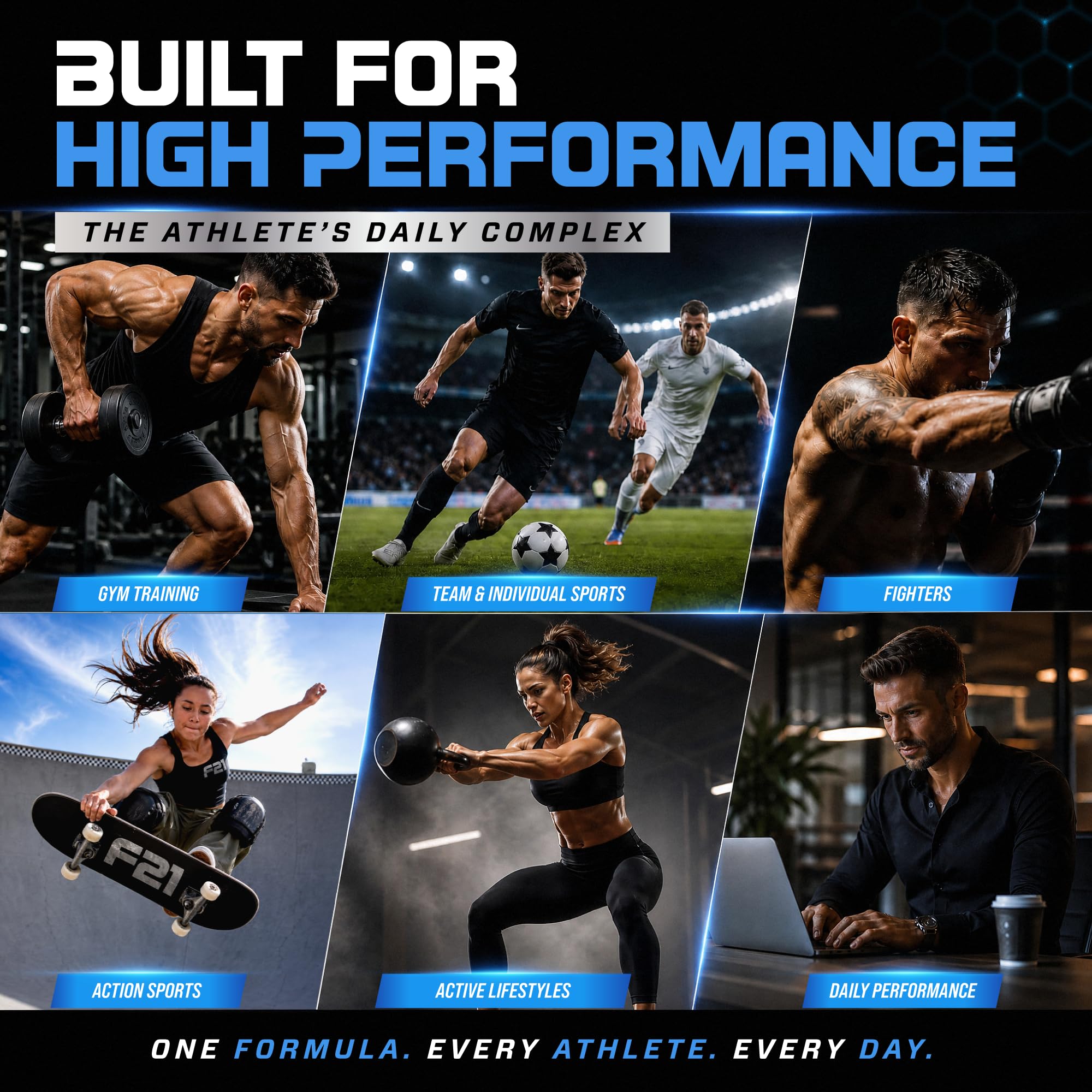 Pre Workout – 6-in-1 Daily Complex for Energy, Focus, Muscle & Performance – 5g Creatine, Beta Alanine, PeakATP, Enfinity – Electric Berry Bliss, 22 Servings — Amazon image 4