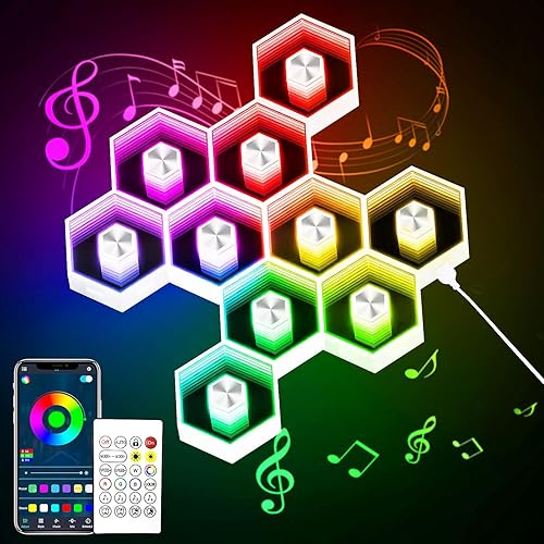Miniatura 10 de Pack de 6 Luces Hexagonales de Pared RGBW - Panel de Luces Led Hexagonales para Decoración de Habitación, Luces de Pared, con Sincronización de