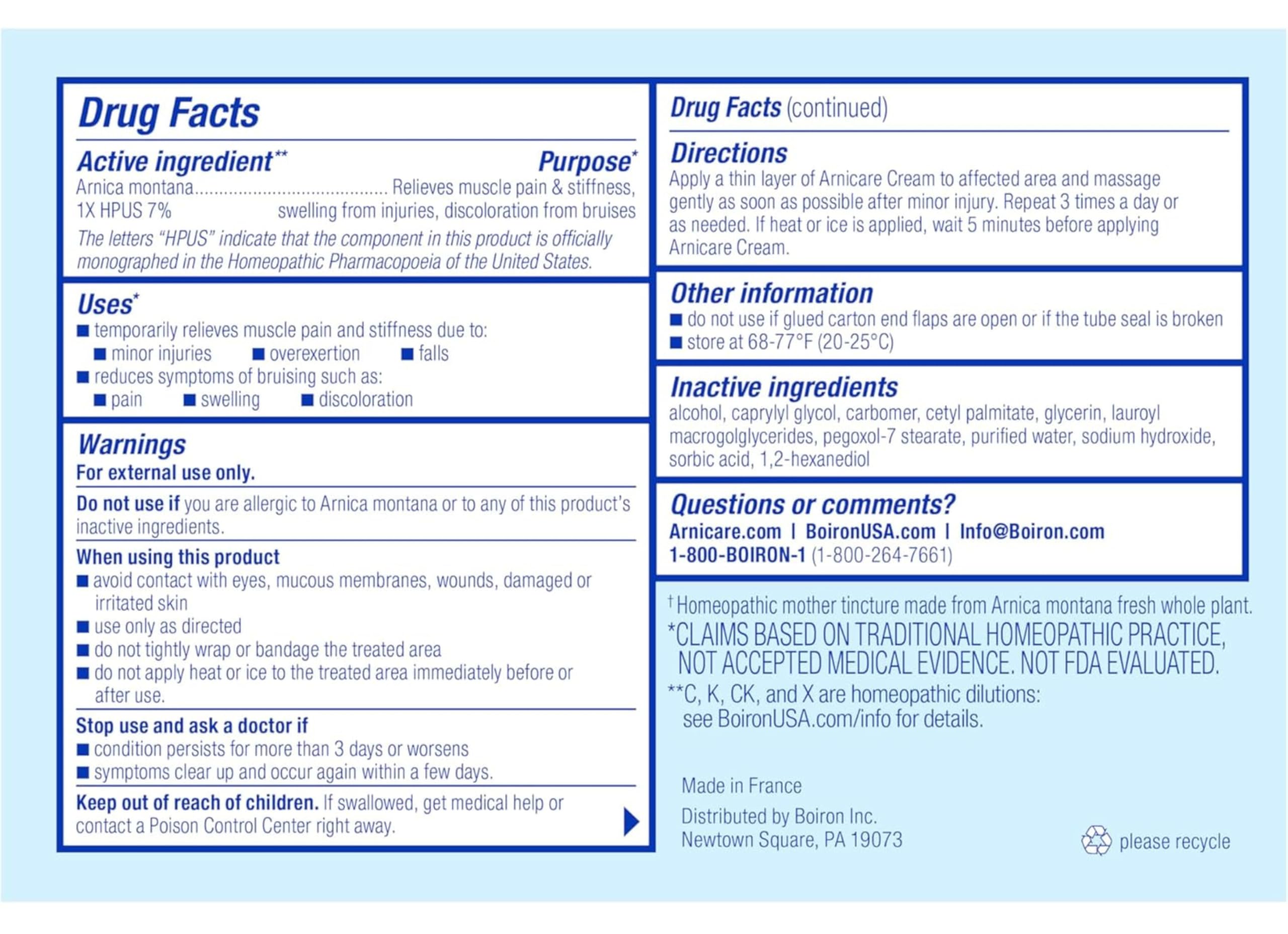 Boiron Arnicare Cream 4.2 oz (Twin Pack x2) for Joint Pain, Muscle Pain Relief, Swelling, Soreness, Stiffness, & Bruises-Fast Absorbing & Fragrance-Free Arnica (4 Bottles in Total) & a Sticker — Amazon image 5