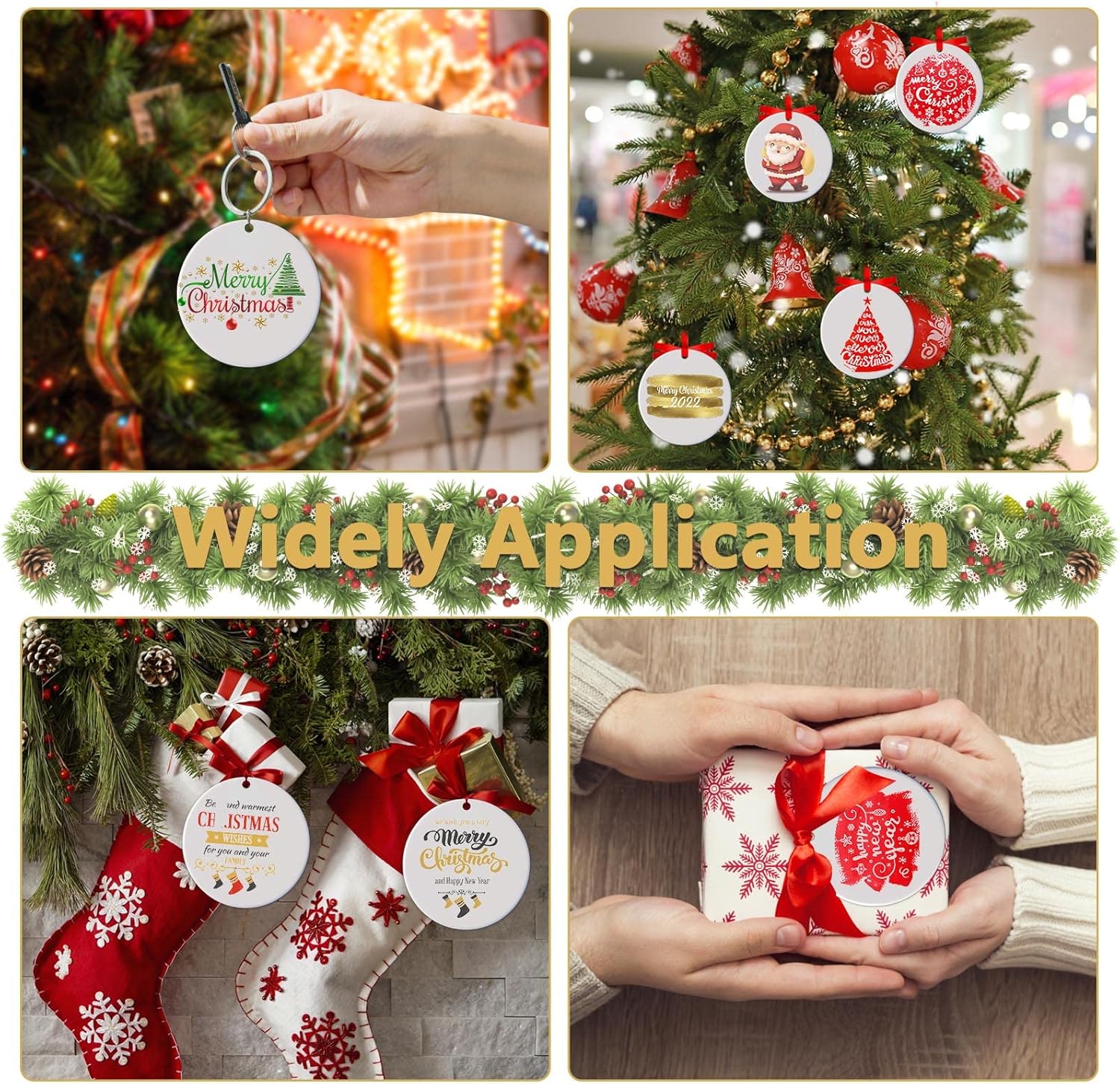 10Pcs Sublimation Ornament Blank Round White Blank Ceramic Ornament for Sublimation 2025 Christmas Double-Sided Paintable Decoration Circle Porcelain Deco for Heat Transfer Print DIY Craft Bulk - Image 5