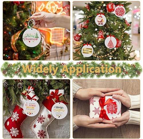 Miniatura 7 de 10 adornos de sublimación en blanco redondo blanco de cerámica para sublimación, adorno de Navidad 2025, círculo a granel, adornos en blanco de