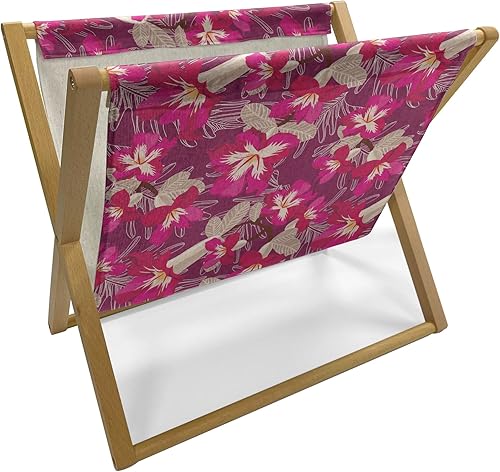 Vista 14 de Lunarable Synthwave Magazine and Book Holder, Retro Inspired 80's Style Palm Trees and Striped Sun Print Vaporwave Like, Floor Rack Decor for Indigo