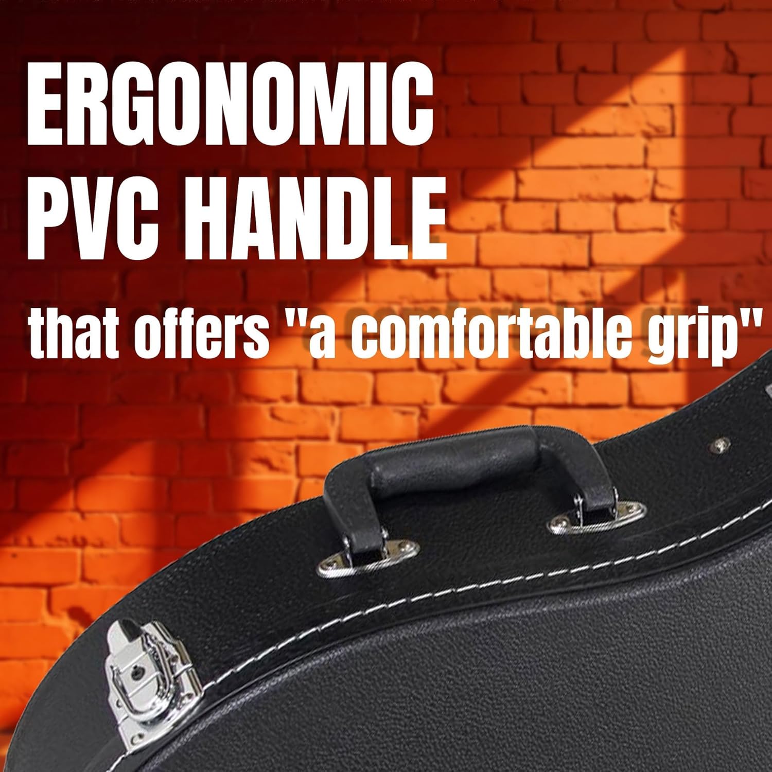Gearlux A-Style Mandolin Hard Case with Exterior Lock and Key, Interior Accessory Compartment, and Plush Foam Interior Padding - Black
