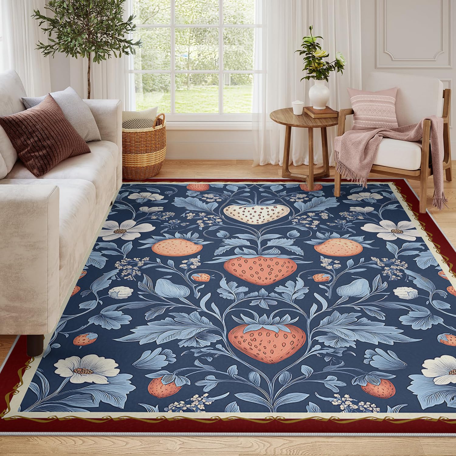 Tapis lavable en machine 60x90 antidérapant bleu en cachemire