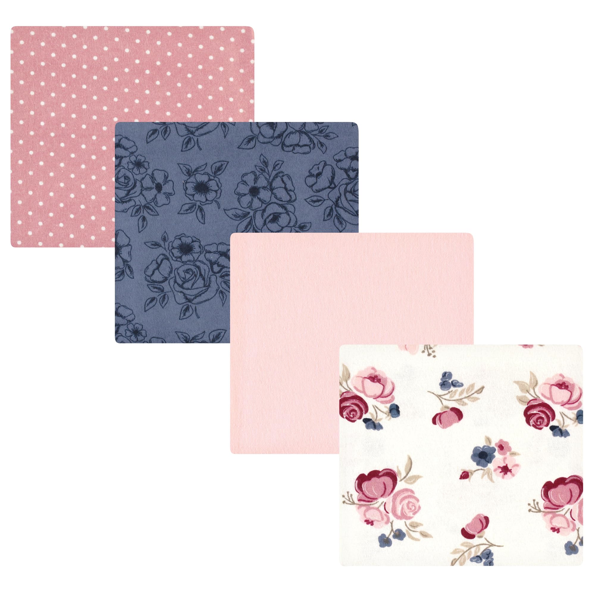 Hudson Baby Unisex Baby Cotton Poly Flannel Receiving Blankets, Dusty Rose Floral, One Size